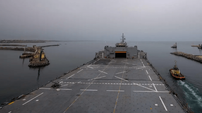 USS Hershel "Woody" Williams departs Tema, Ghana, March 2024 (USN)