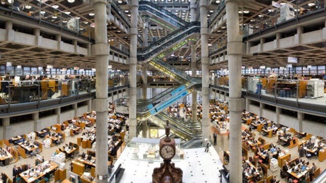 Inside the halls at Lloyd's of London (courtesy Lloyds of London / CC BY 2.5)