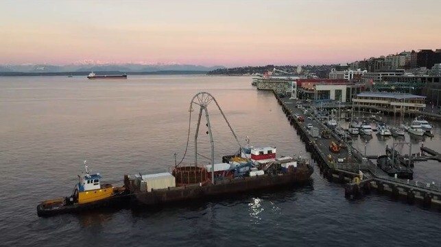 Contractors installed a subsea power cable across Elliott Bay to supply Pier 66 (Port of Seattle)