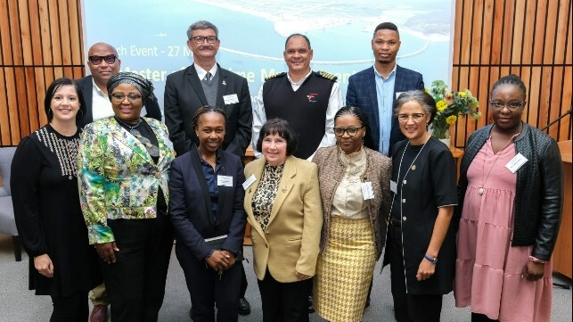 Attending the launch of the MMM programme at Nelson Mandela University Business School on Friday, May 27 were from left (back row): Suzanne Loubser (Exporters Eastern Cape Branch Manager), Prof Hendrik Lloyd (Nelson Mandela University Faculty of Business and Economic Sciences Dean) and Odwa Mtati (SAIMI CEO). In front (from left) are Dr Jessica Fraser (Nelson Mandela University Business School Senior Lecturer), Dr Nomtha Hadi (Nelson Mandela University Business School MMM Programme Coordinator), Lee-anne Vasi (Business Women’s Association of South Africa: Nelson Mandela Bay Chairperson) and Pamela Yoyo (Transnet National Ports Authority Ports Manager: Nelson Mandela Bay Ports).