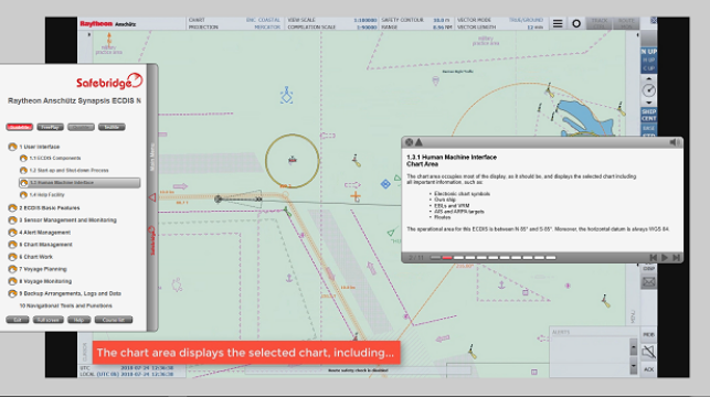 GuideMe mode with detailed explanations of each ECDIS function.