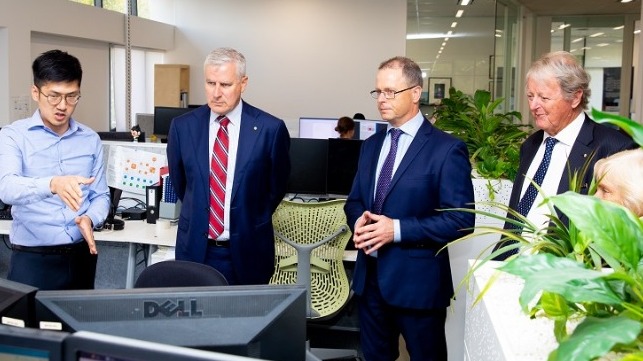 L-R: Jason Rhee, Senior Engineer and OMC UKCM Support Manager, Deputy Prime Minister and Minister for Infrastructure, Transport and Regional Development Michael McCormack, OMC International CEO Peter O’Brien and Executive Director Dr. Terry O’Brien AM.   