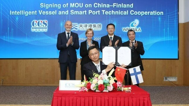 MoU virtual signing ceremony in the presence of the dignitaries from the Ambassador of Finland to China and the Ministry of Transportation, People’s Republic of China. © the China Classification Society