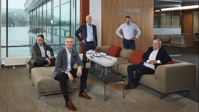 Stadion Lakes board left to right: Oddbjørn Jacobsen, Framo Innovation; Martijn Bergink, Framo AS, Business Unit President, Pumping Systems, Marine Division; Jan Ove Midthun, StadionLaks, Stadionbasseng, Project Manager; Erlend Haugarvoll, Lingalaks AS, Chairman and Morten Vike, Lingalaks AS, Board member