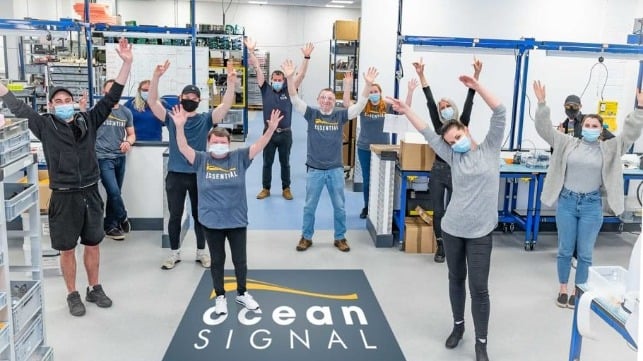 Ocean Signal production workers at the company's new factory facility in Margate, UK