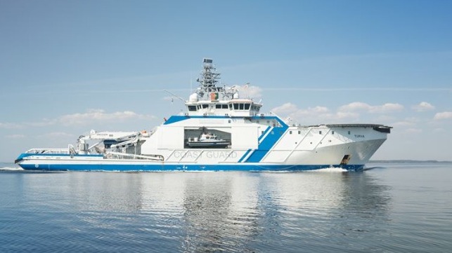 The Finnish Border Guard’s patrol vessel the ‘Turva’ operates with Wärtsilä dual-fuel engines capable of running on Bio LNG fuel. © Finnish Border Guard