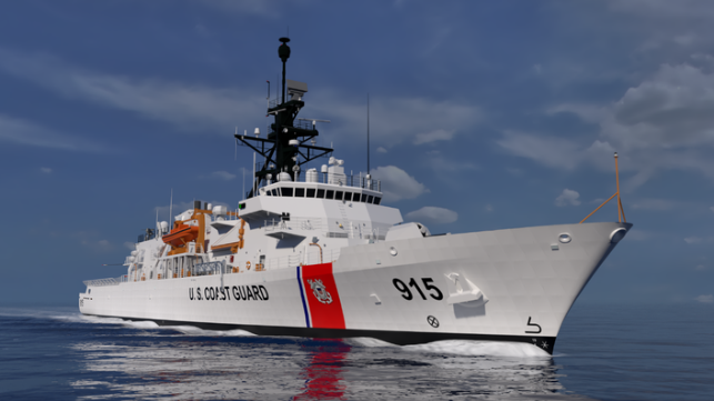 Artist’s rendition of USCGC ARGUS, the first vessel of the Heritage Class Fleet of Offshore Patrol Cutters. (Image courtesy Eastern Shipbuilding Group)