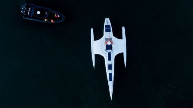 The Mayflower Autonomous Ship (MAS) in sea trials earlier this year. Credit Tom Dickenson for ProMare / IBM