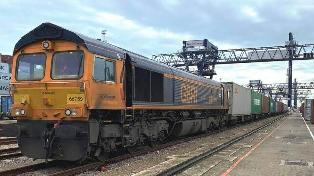 The 38th daily rail service arriving at the Port of Felixstowe from Birch Coppice in the Midlands