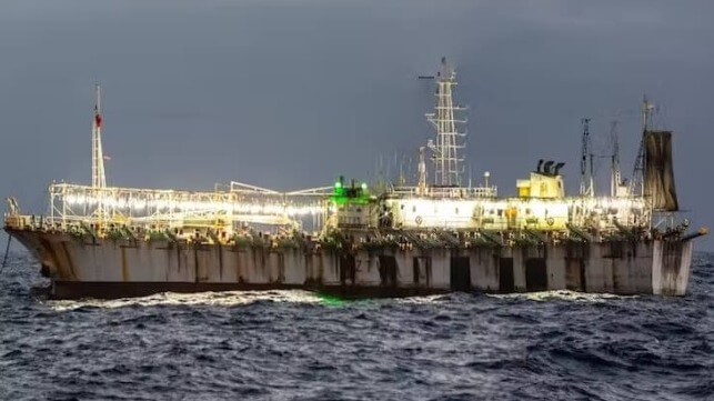 squid fishing vessel at night