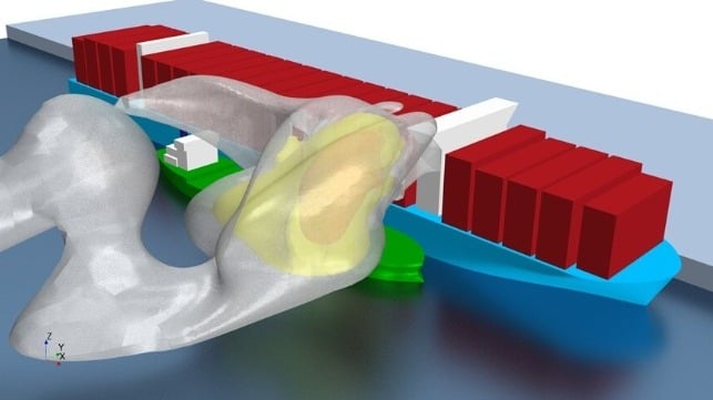 Simulated ammonia plume from a theoretical bunkering mishap, created for safety planning (ABS illustration)