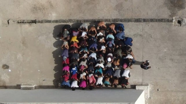 Migrants at the Al Mabani detention center in Libya (Pierre Kattar / The Outlaw Ocean Project)