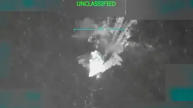 Footage from the first strike against a smuggling boat off Venezuela, September 2 (White House)