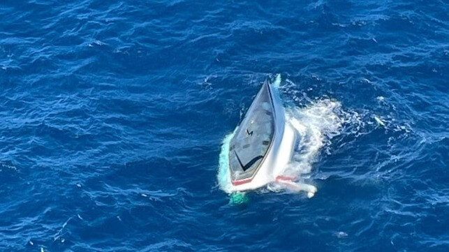 Capsized racing yacht off Queensland