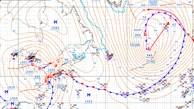 The Surface Analysis Chart Depicts