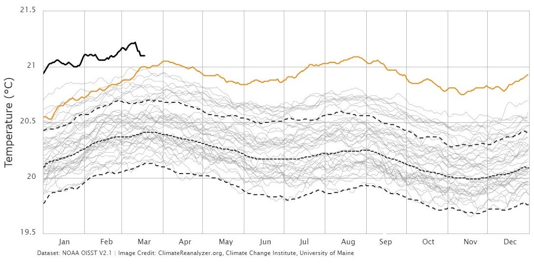 Temperaturas médias globais da superfície do mar