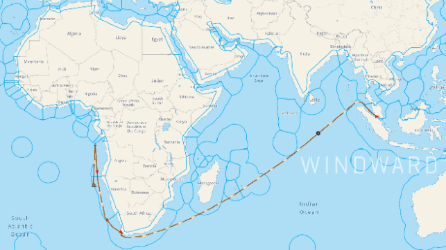 Chart of a "dark" shipment of Russian oil 