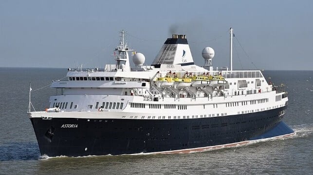 liner Stockholm turned cruise ship Astoria