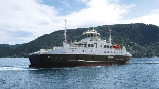 The double-ended MF Husavik Ro-Pax ferry is equipped with two SCHOTTEL Rudder EcoPeller ® type SRE 340 CP. Photo Credit: Fjord1 