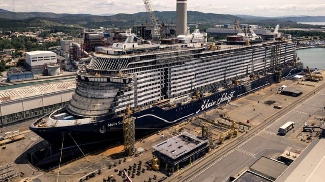 Mein Schiff Flow prepared to be flaoted