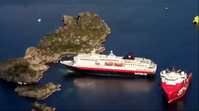 cruise ship aground in Norway