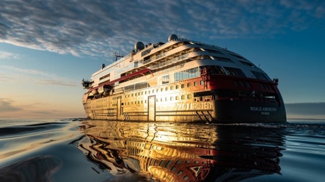 MS Roald Amundsen on her way through the Northwest passage. PHOTO: Karsten Bidstrup/Hurtigruten