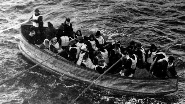 Collapsible lifeboat D photographed from the deck of Carpathia on the morning of April 15, 1912.