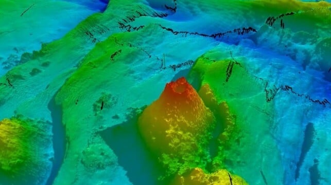 An especially prominent volcanic seamount that the researchers dubbed "Mt. Doom" (CSIRO)