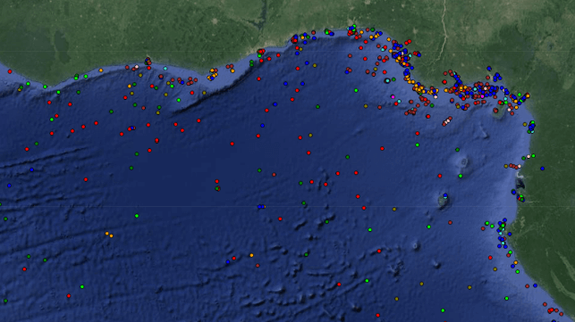 Gulf of Guinea AIS signals