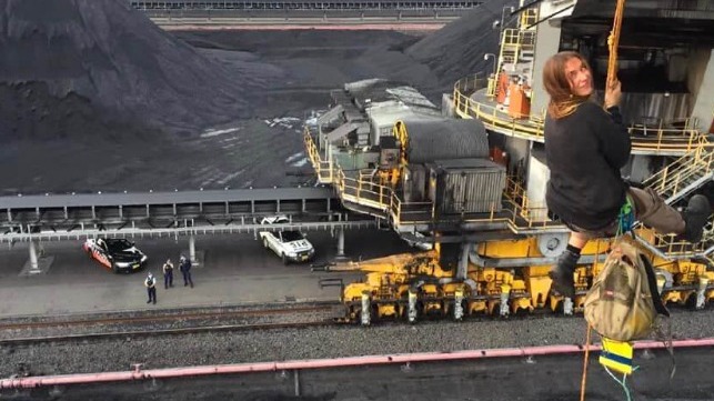 environmental protestors target Australia's Newcastle port and coal operations 