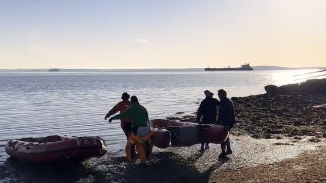 Greenpeace activists chained to tanker carrying Russian oil