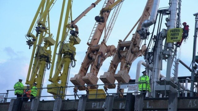 Greenpeace protesters at a petroleum terminal