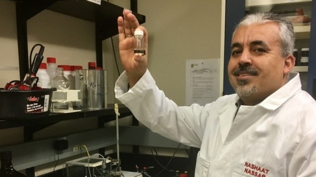 Nashaat Nassar, an associate professor at the Schulich School of Engineering, has developed a material that acts as a super sponge for spilled oil. Photo by Michael Platt, University of Calgary