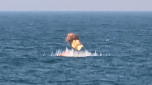 Drone boat missile test