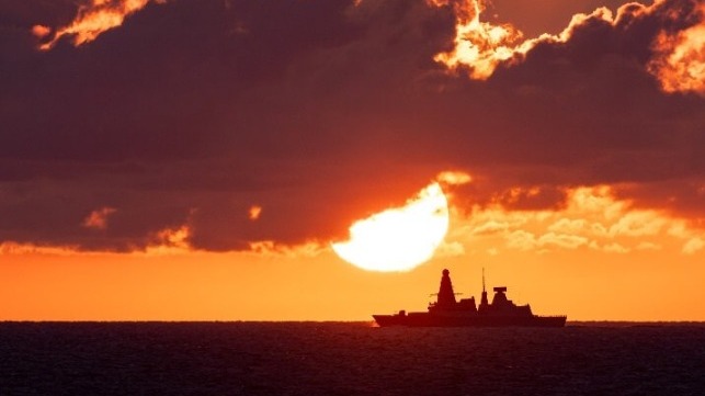 Royal Navy destroyer HMS Diamond operating in the Red Sea, Dec. 2023