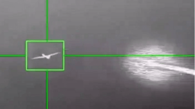 Drone about to be hit by missile