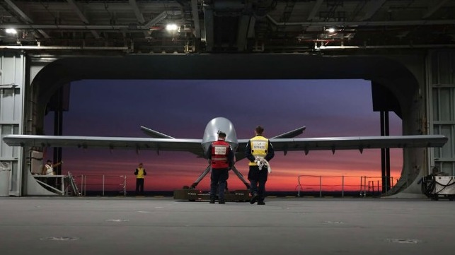 The Mojave in HMS Prince of Wales' hangar (Royal Navy)