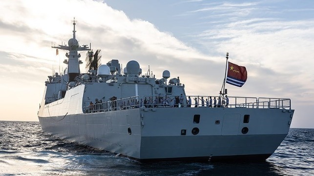 PLA Navy frigate arrives at Chabahar for the joint Iranian-Russian-Chinese drill (Tasnim / CC BY SA 4.0)