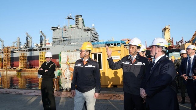 Secretary Phelan in shipyard