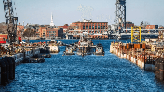 USS Hampton enters drydock at Portsmouth Naval Shipyard, March 2025 (USN)