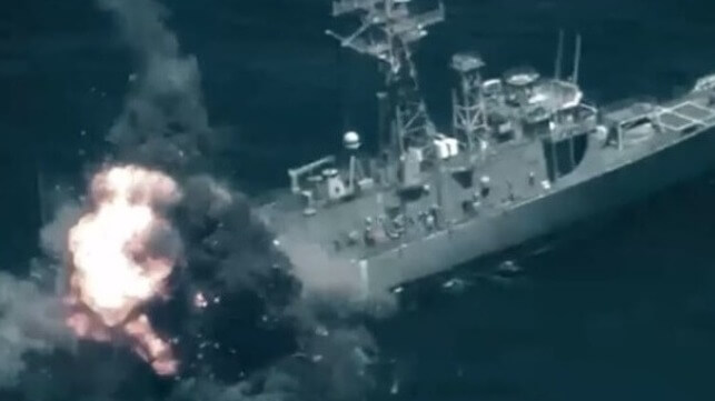 Live fire exercise sinks US frigate video 