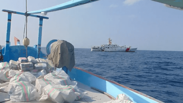 The cutter Tunnell with a seized batch of narcotics