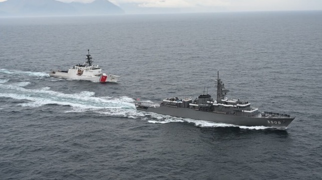 US Coast Guard and Japanese Navy joint training off Alaska