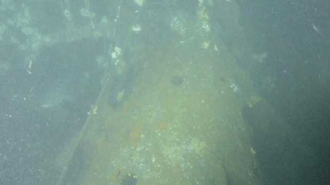 Hazy footage of a sunken submarine