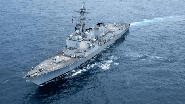 Destroyer USS Mason under way in the Red Sea
