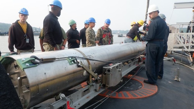 Submarine UUV loading in progress