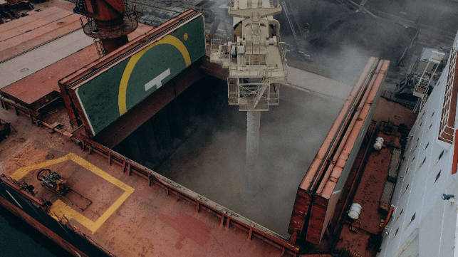 Bulker loading grain in Ukraine