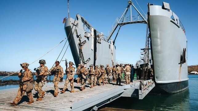 U.S. Army landing craft with ramp down