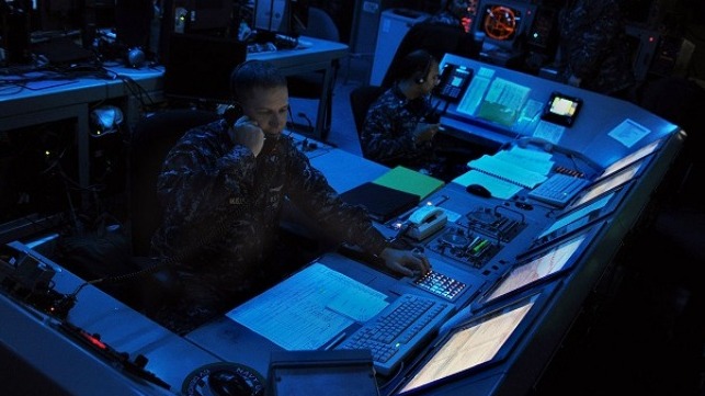Monitoring defense systems on a U.S. aircraft carrier