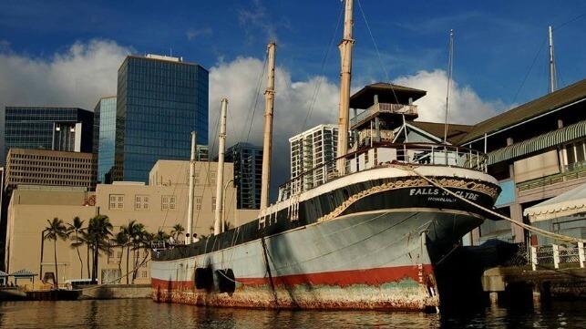 Sailing vessel Falls of Clyde at her berth in Honolulu